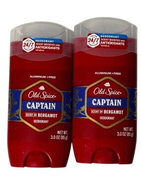 Old Spice Captain Bergamot Deodorant 3oz Aluminum Free Men New 2pk